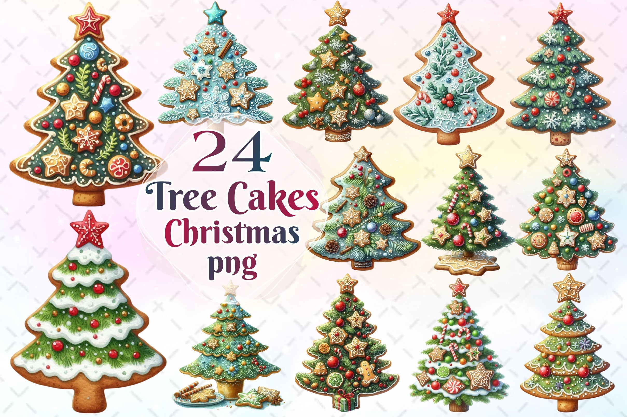 Christmas Tree Cakes Clipart Bundle