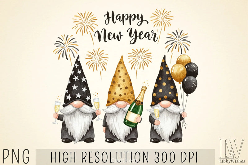 New Year Gnomes Clipart Bundle - CraftNest - Digital Crafting and Art