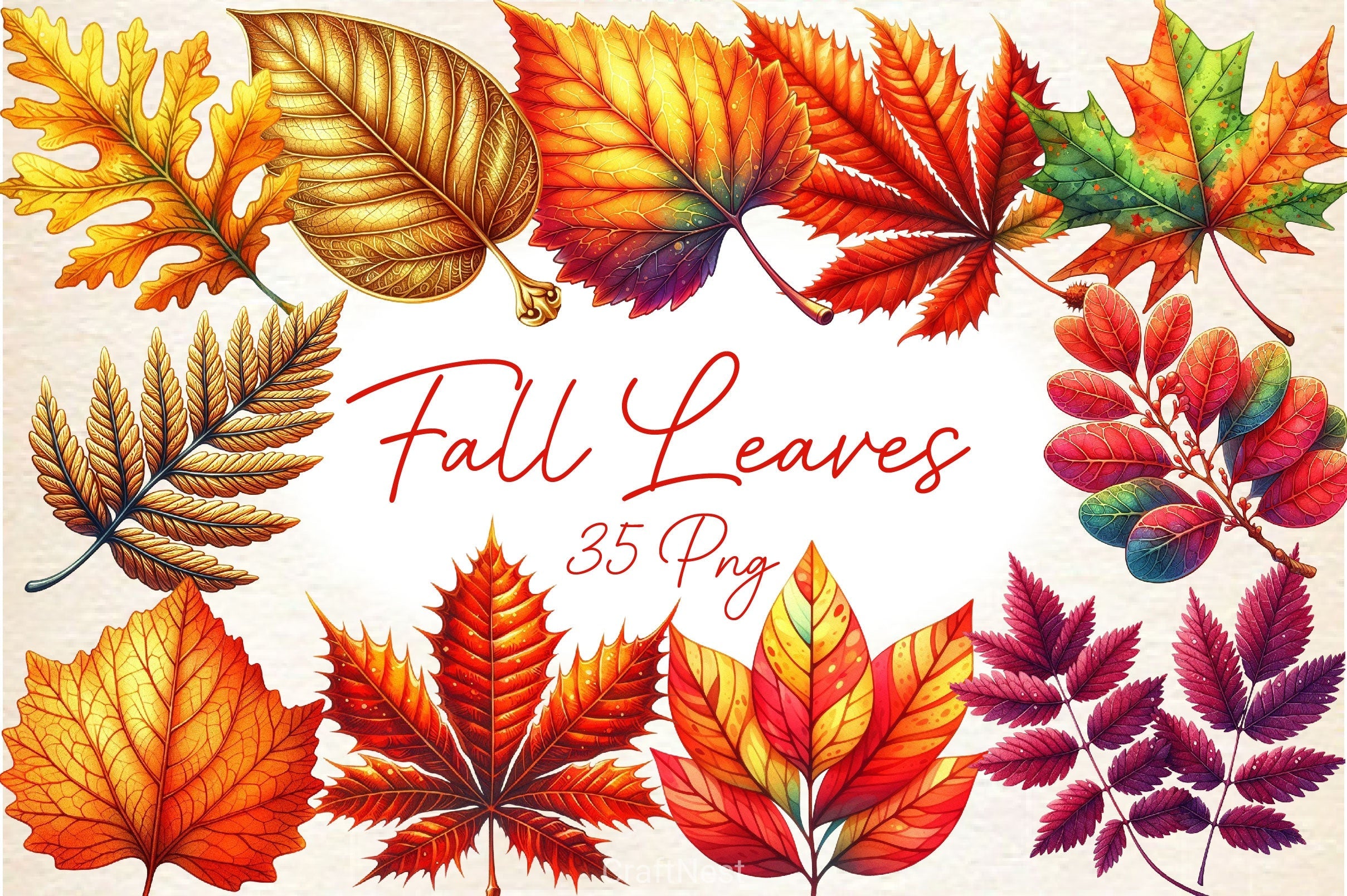Fall Leaves Clipart Bundle