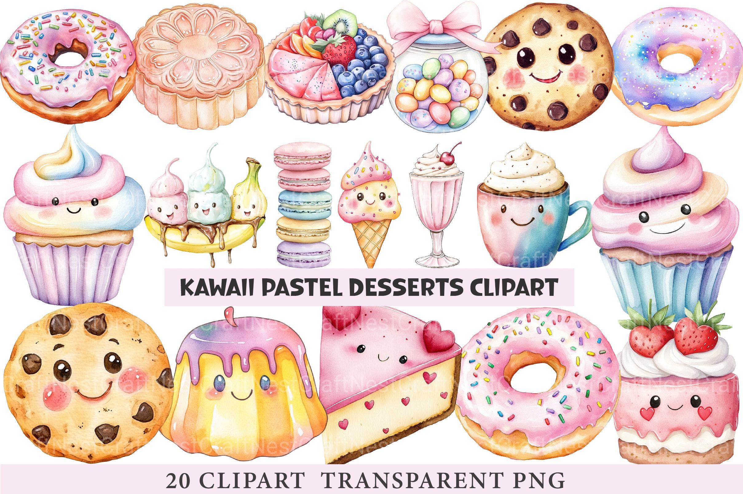 Kawaii Pastel Desserts Clipart