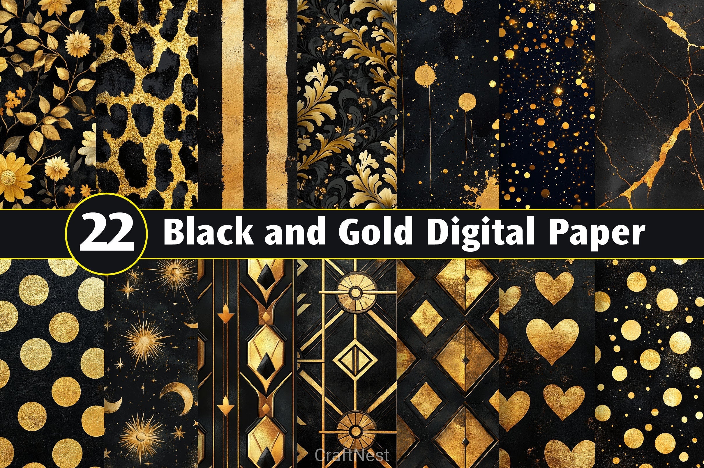 Black And Gold Digital Paper