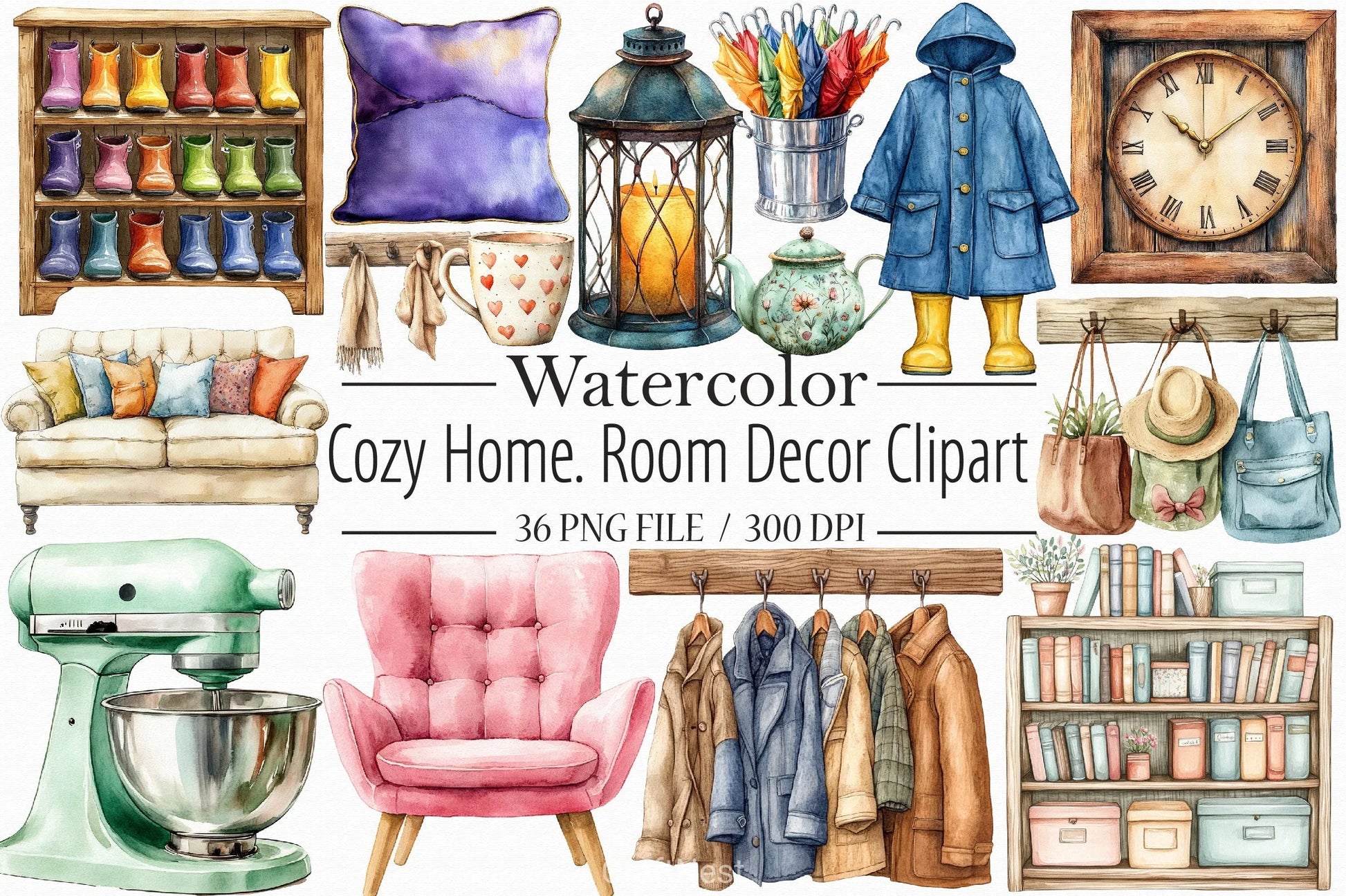 Cozy Home Decor Clipart Bundle - CraftNest - Digital Crafting and Art
