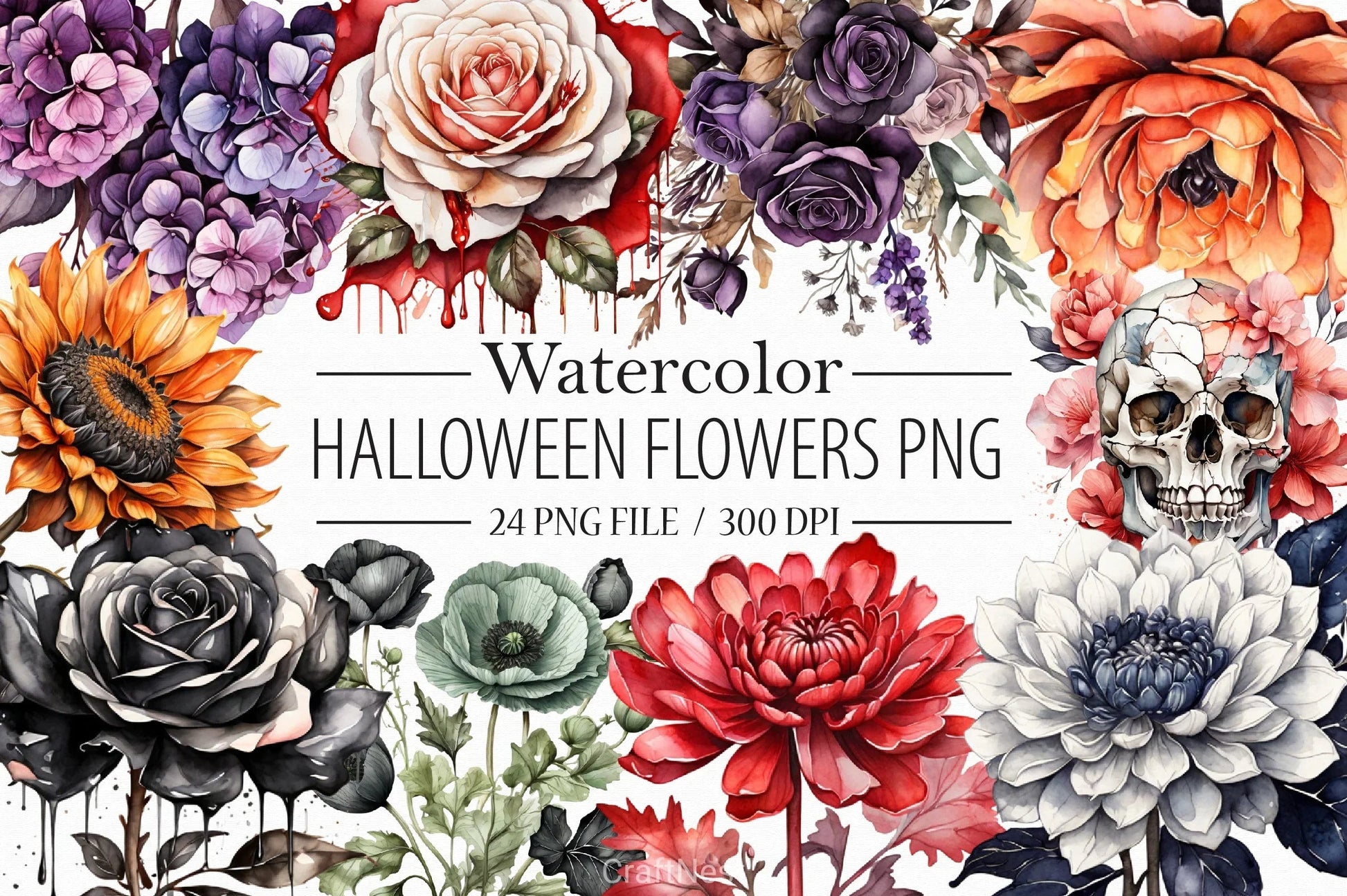 Halloween Flowers Clipart Bundle 3 - CraftNest - Digital Crafting and Art