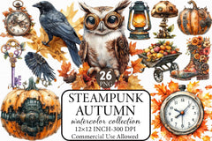 Steampunk Autumn Clipart Bundle 6 - CraftNest - Digital Crafting and Art