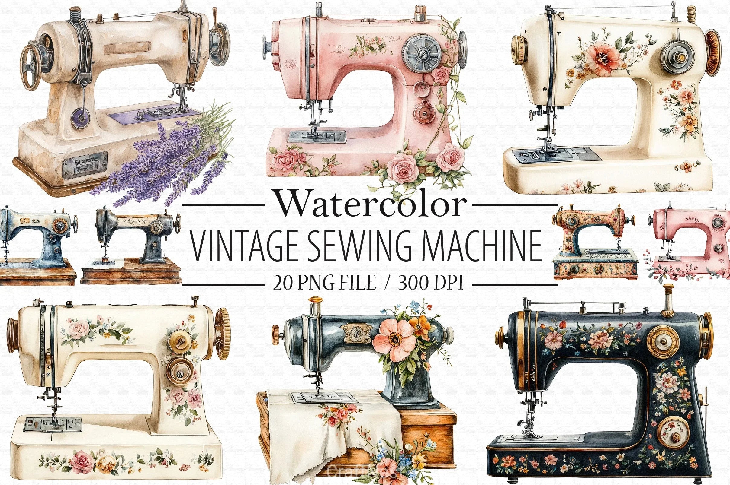 Vintage Sewing Machine Clipart Bundle 4 - CraftNest - Digital Crafting and Art