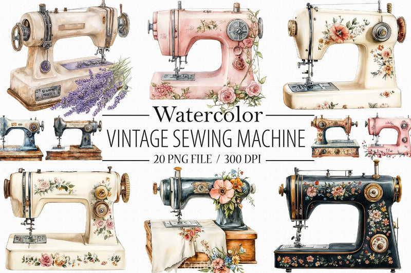 Vintage Sewing Machine Clipart Bundle 4 - CraftNest - Digital Crafting and Art
