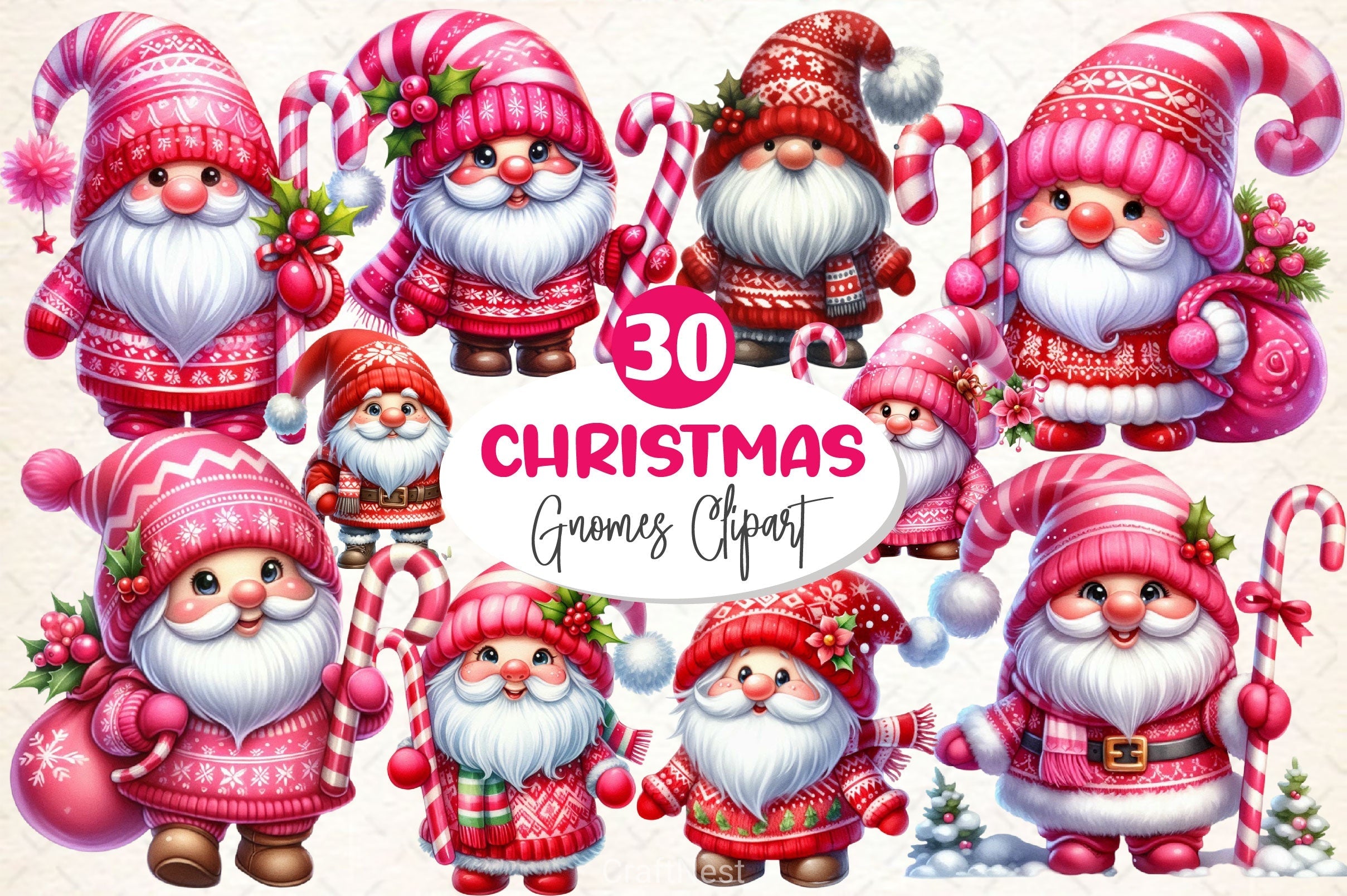 Christmas Gnomes Clipart Bundle 11