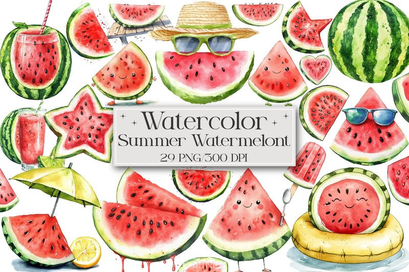 Summer Watermelon Clipart Bundle - CraftNest - Digital Crafting and Art