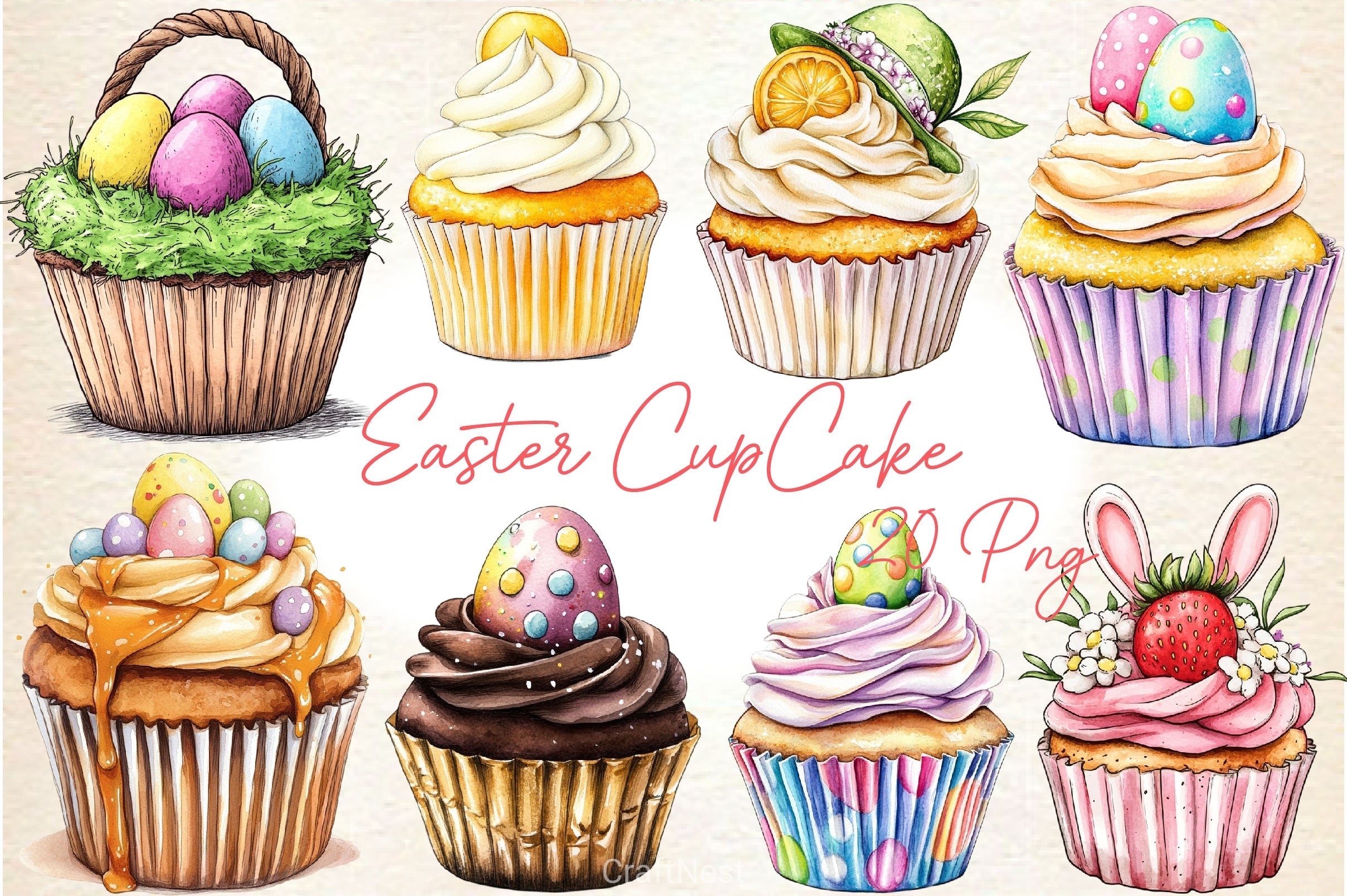 Easter Cupcake Clipart Bundle 3
