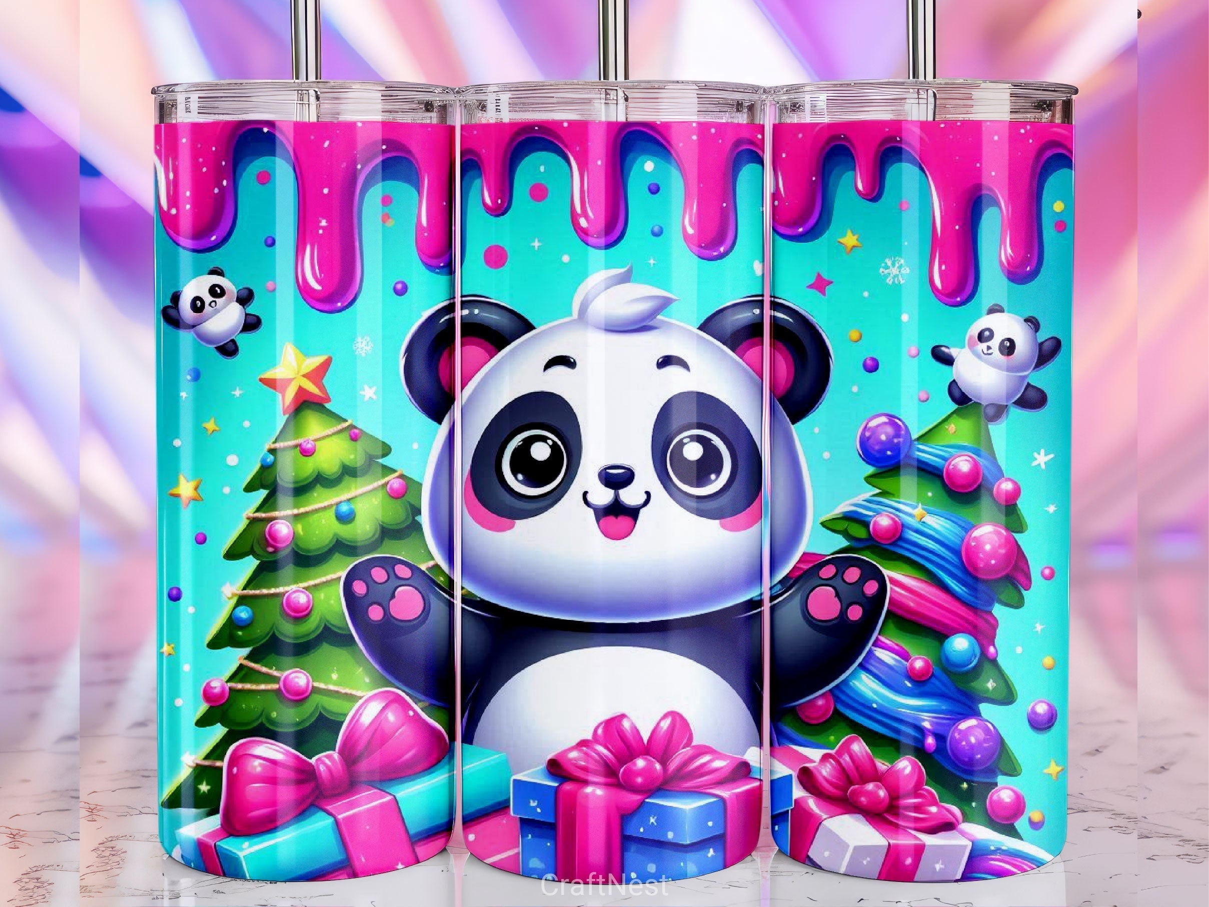 Christmas Panda Tumbler Wrap Bundle 2