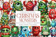 Christmas Monster Clipart Bundle: Transparent Graphics - CraftNest - Digital Crafting and Art