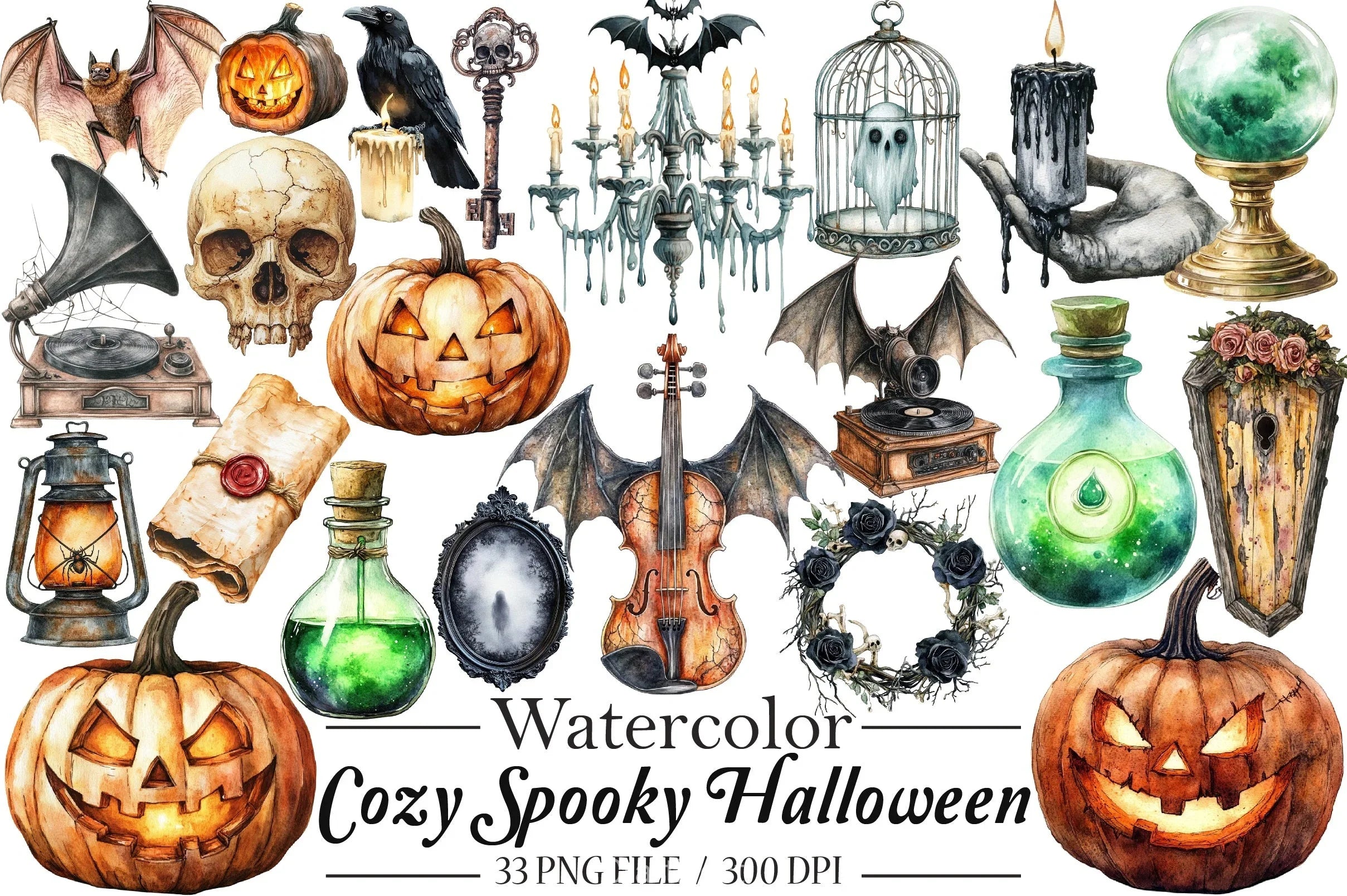 Cozy Spooky Halloween Clipart Bundle - CraftNest - Digital Crafting and Art