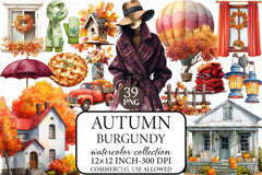 Burgundy Autumn Clipart Bundle 3 - CraftNest - Digital Crafting and Art