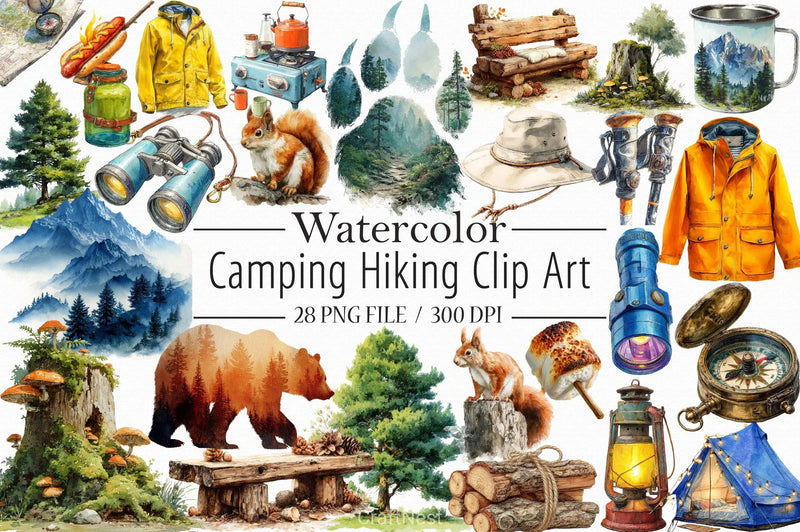 Camping Hiking Clipart Bundle - CraftNest - Digital Crafting and Art