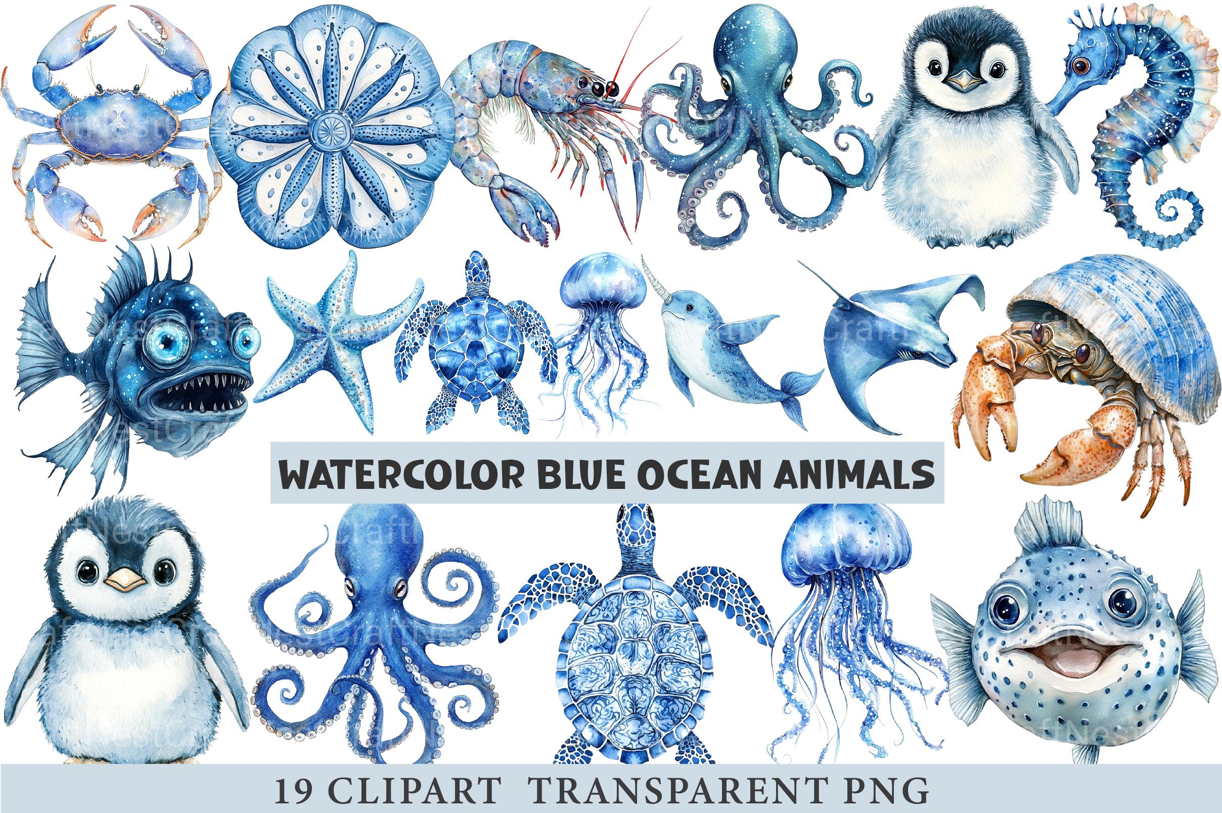 Blue Ocean Animals Clipart