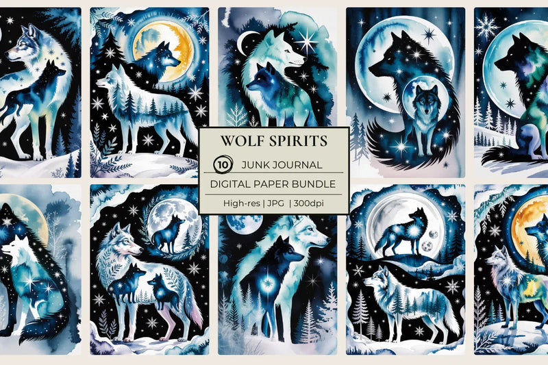 Wolf Spirits Junk Journal Papers - CraftNest - Digital Crafting and Art