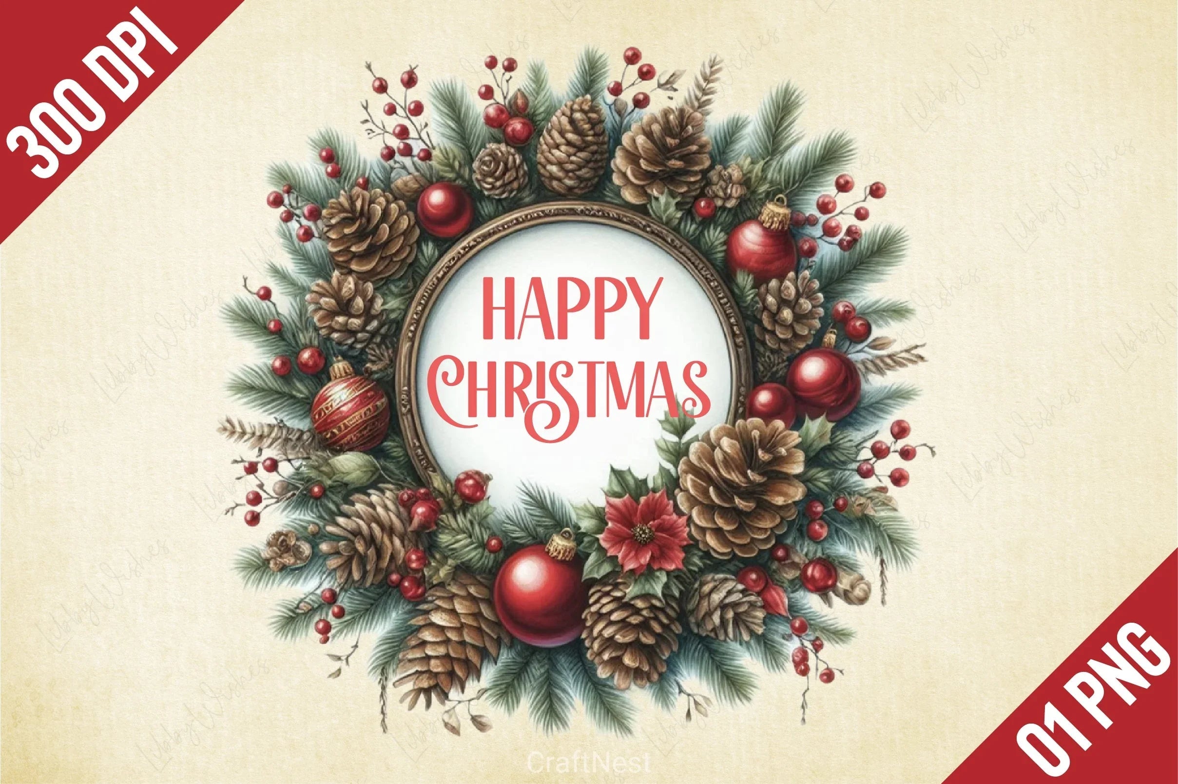 Christmas Wreath Clipart Bundle 6 - CraftNest - Digital Crafting and Art