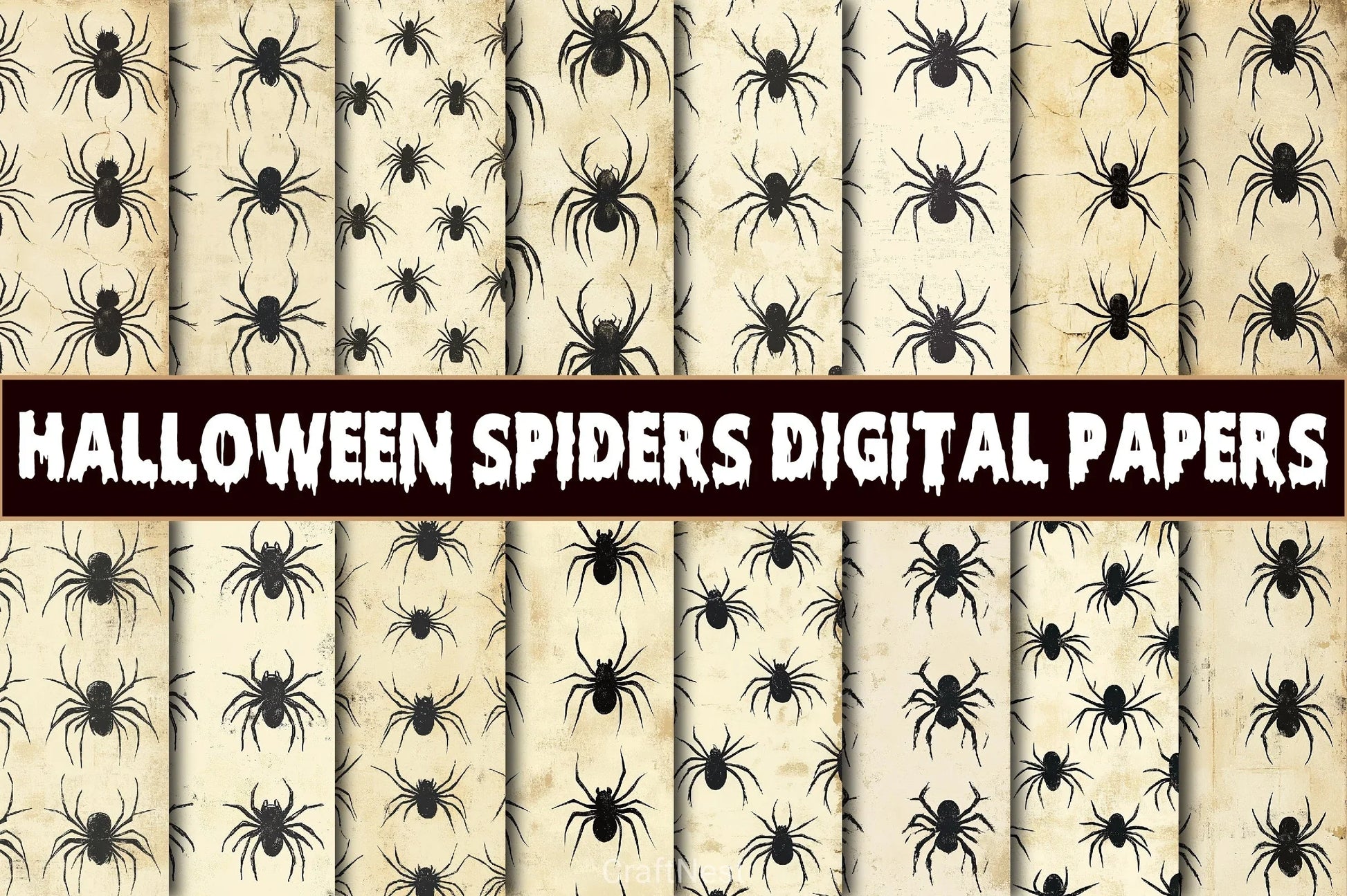 Halloween Spiders Digital Paper Pack - CraftNest - Digital Crafting and Art