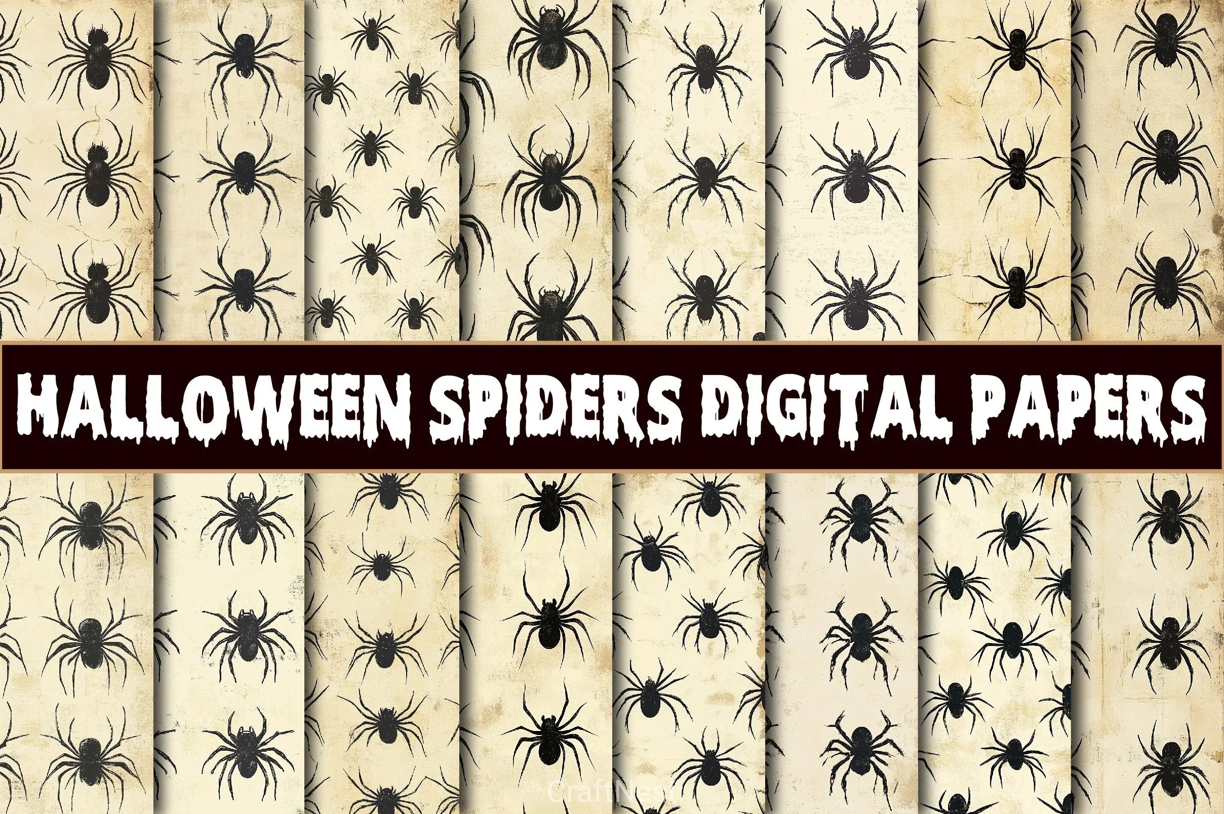 Halloween Spiders Digital Paper Pack - CraftNest - Digital Crafting and Art