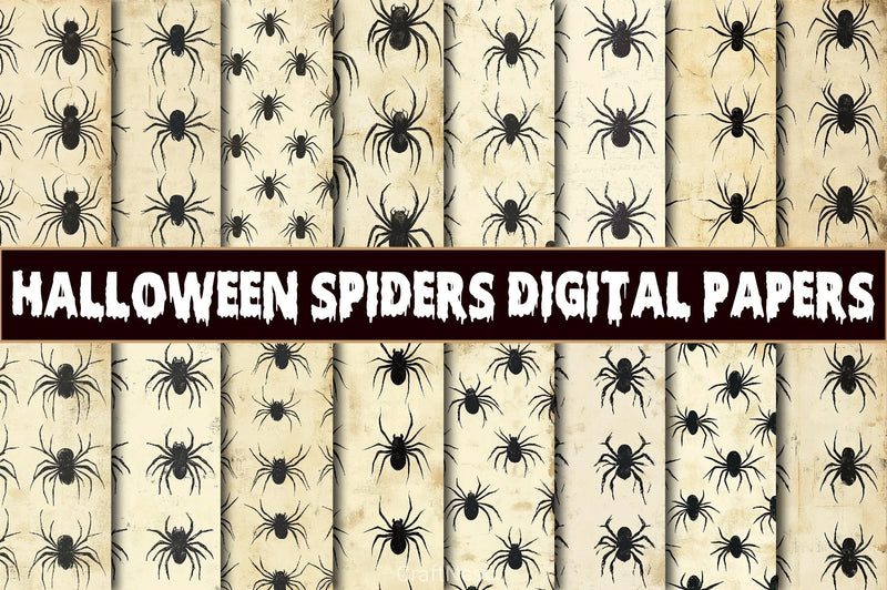 Halloween Spiders Digital Paper Pack - CraftNest - Digital Crafting and Art