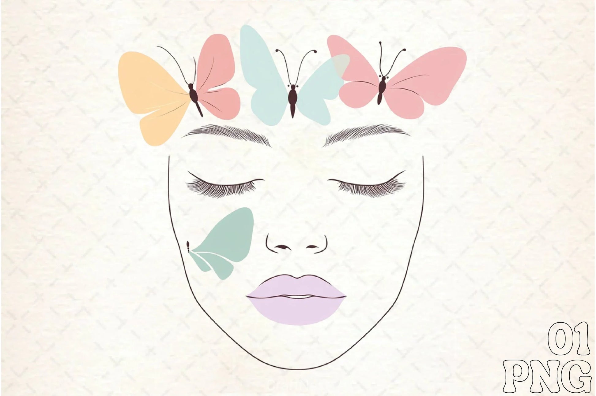 Girl's Face with Butterfly Clipart Bundle - CraftNest - Digital Crafting and Art