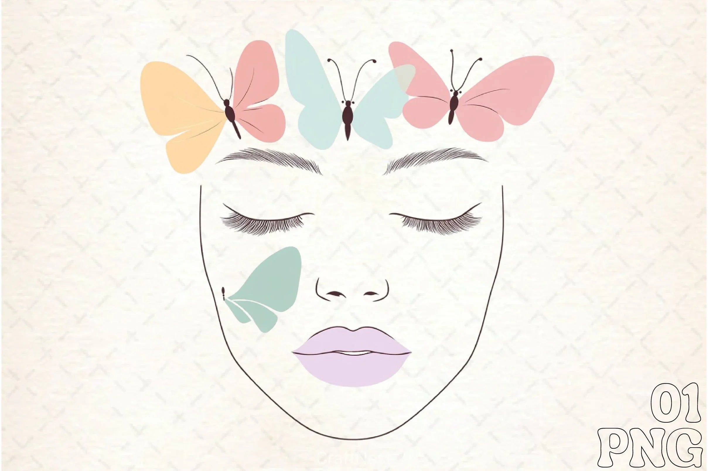 Girl's Face with Butterfly Clipart Bundle - CraftNest - Digital Crafting and Art