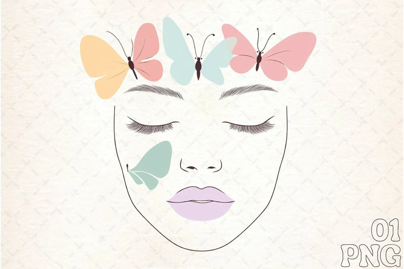 Girl's Face with Butterfly Clipart Bundle - CraftNest - Digital Crafting and Art
