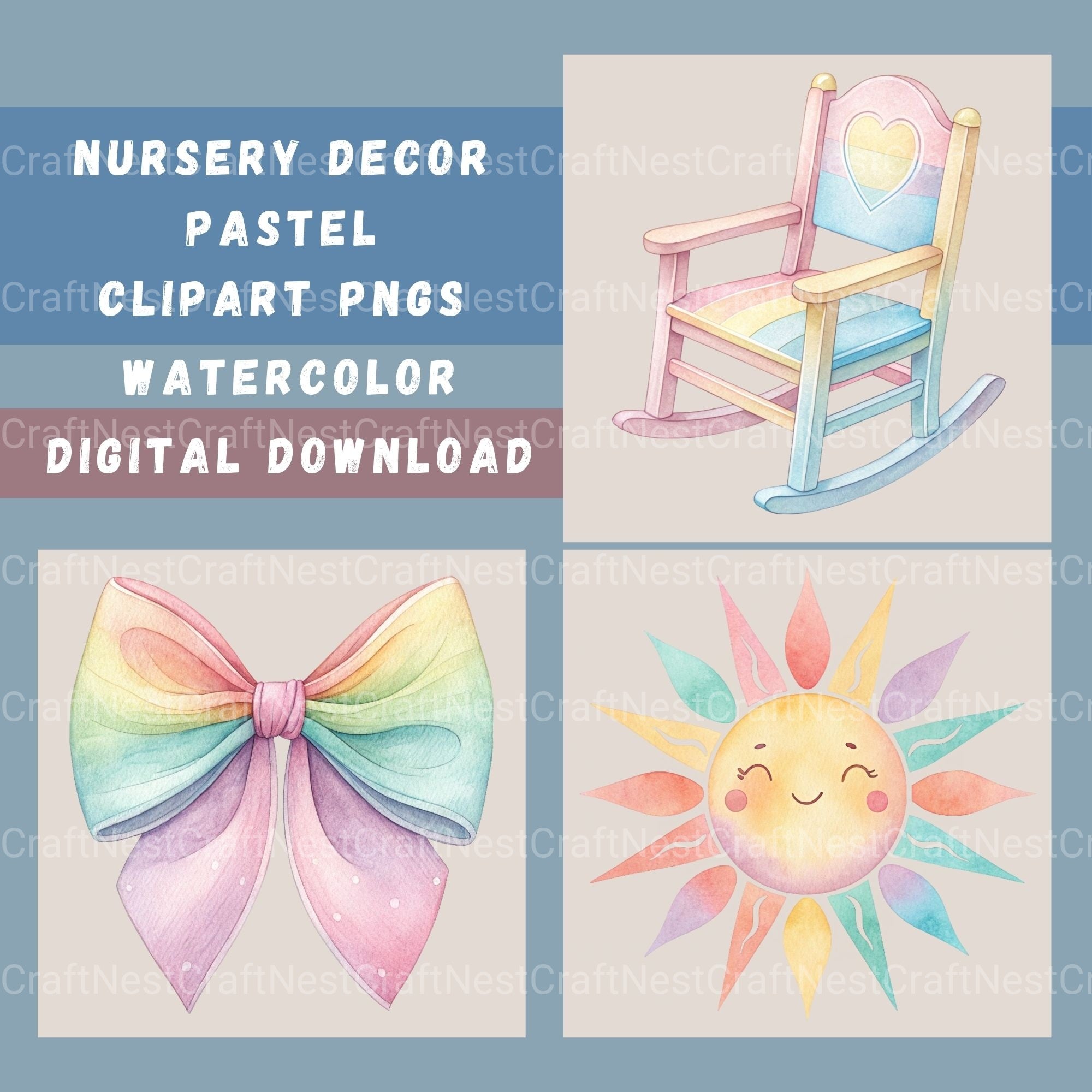 Pastel Nursery Decor Clipart Bundle