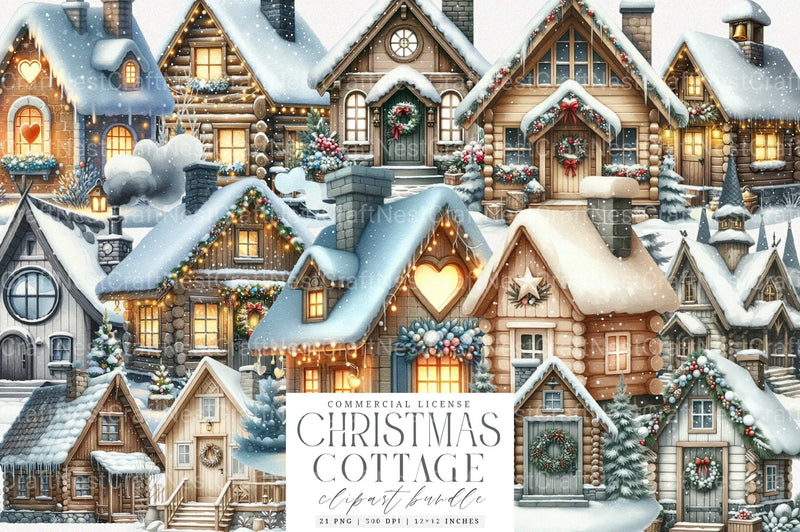 Nordic Winter Cottage Clipart Bundle - CraftNest - Digital Crafting and Art