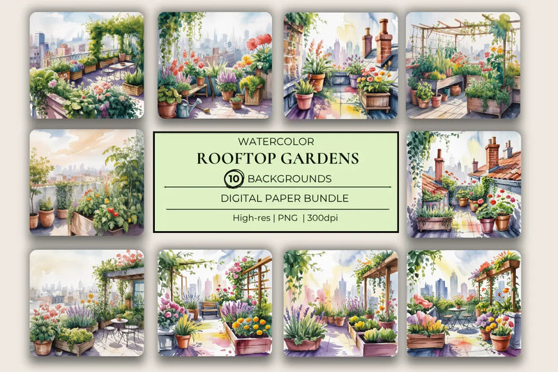 Rooftop Gardens Background Papers - CraftNest - Digital Crafting and Art