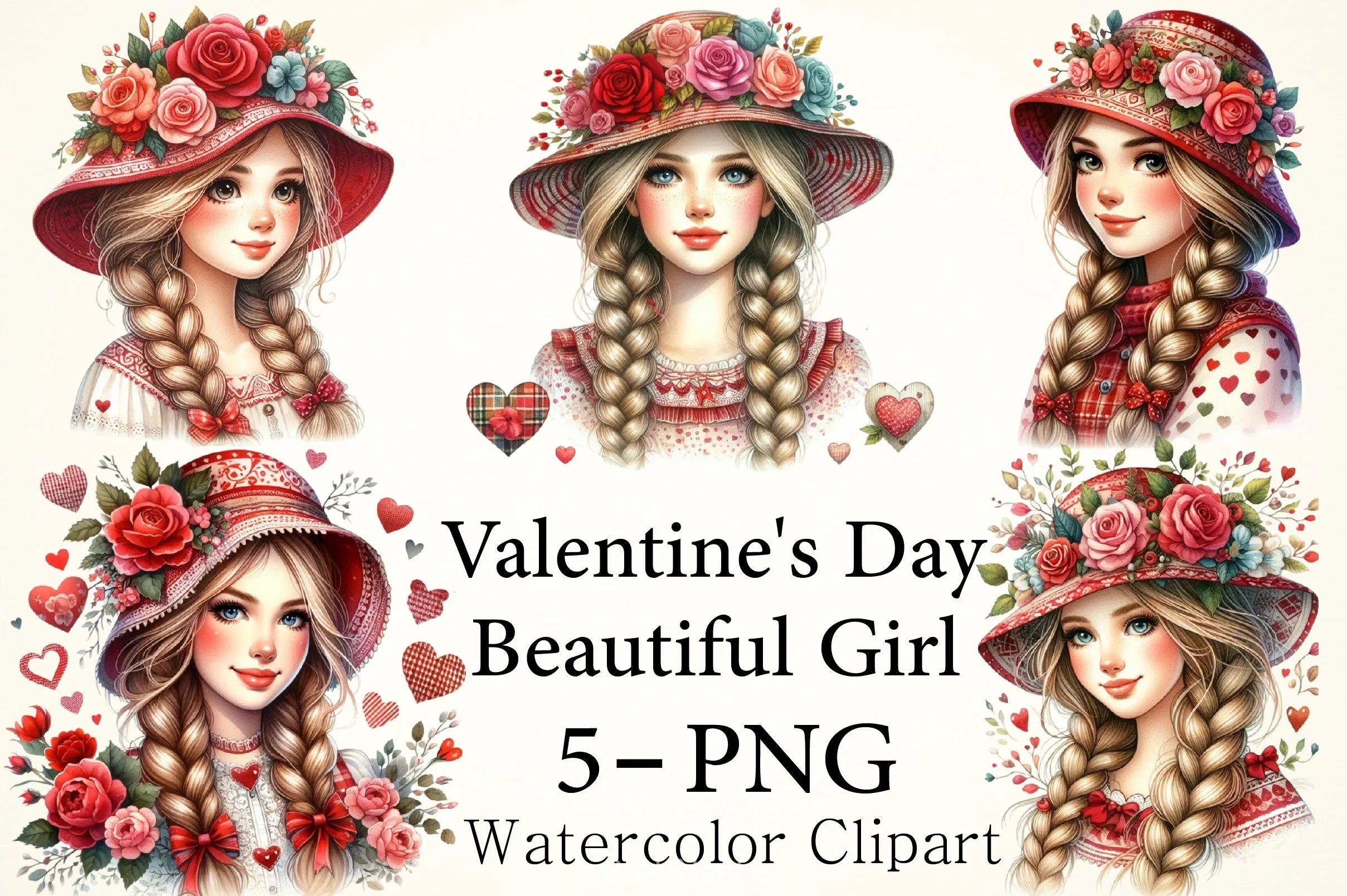 Valentine's Day Girl Clipart Bundle - CraftNest - Digital Crafting and Art