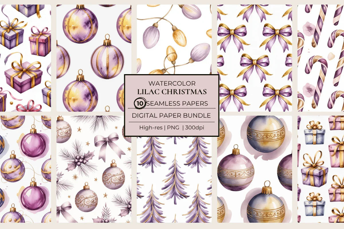 Lilac & Gold Seamless Papers - CraftNest - Digital Crafting and Art