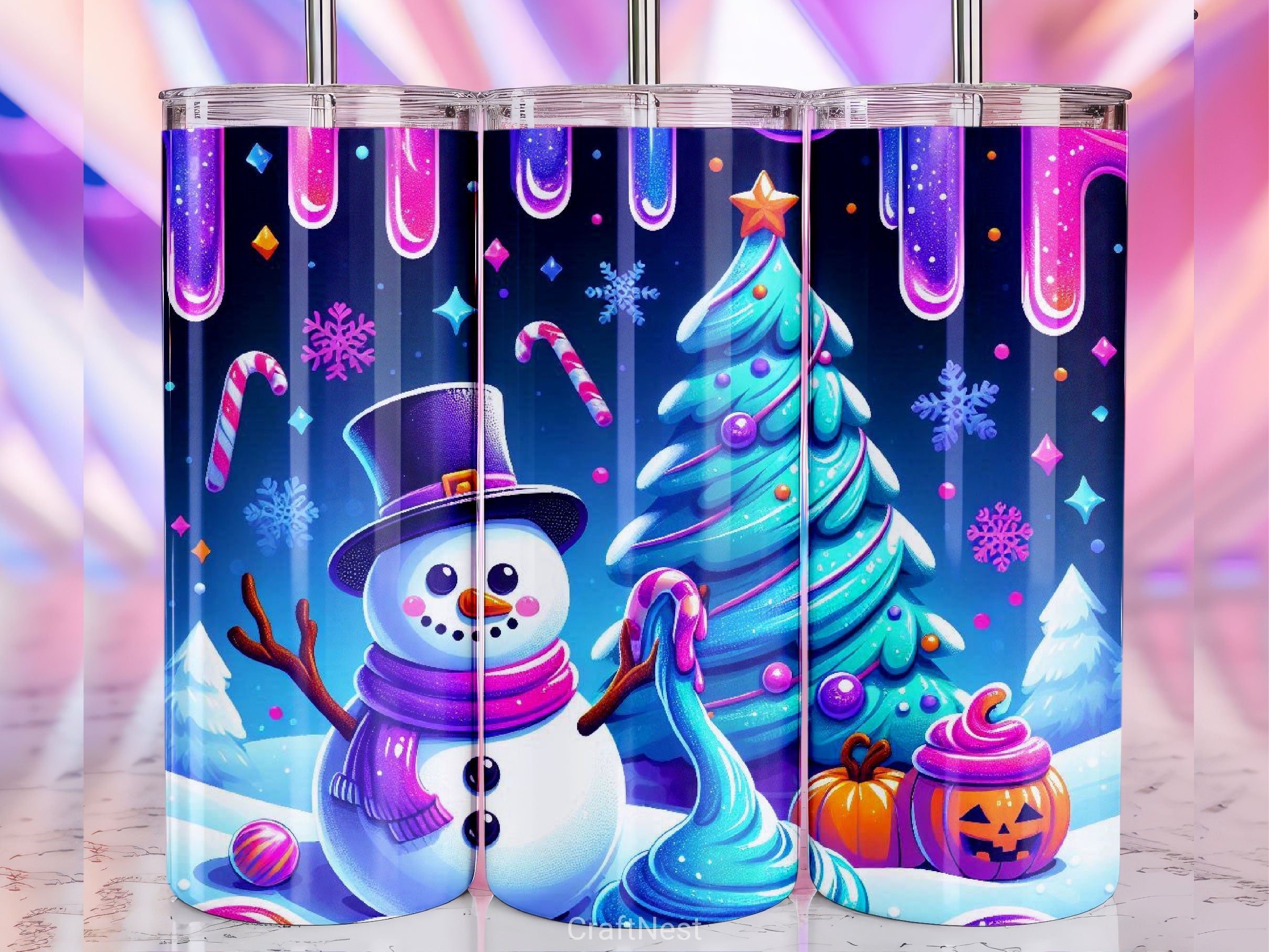 Cute Christmas Snowman Tumbler Wrap Bundle 1