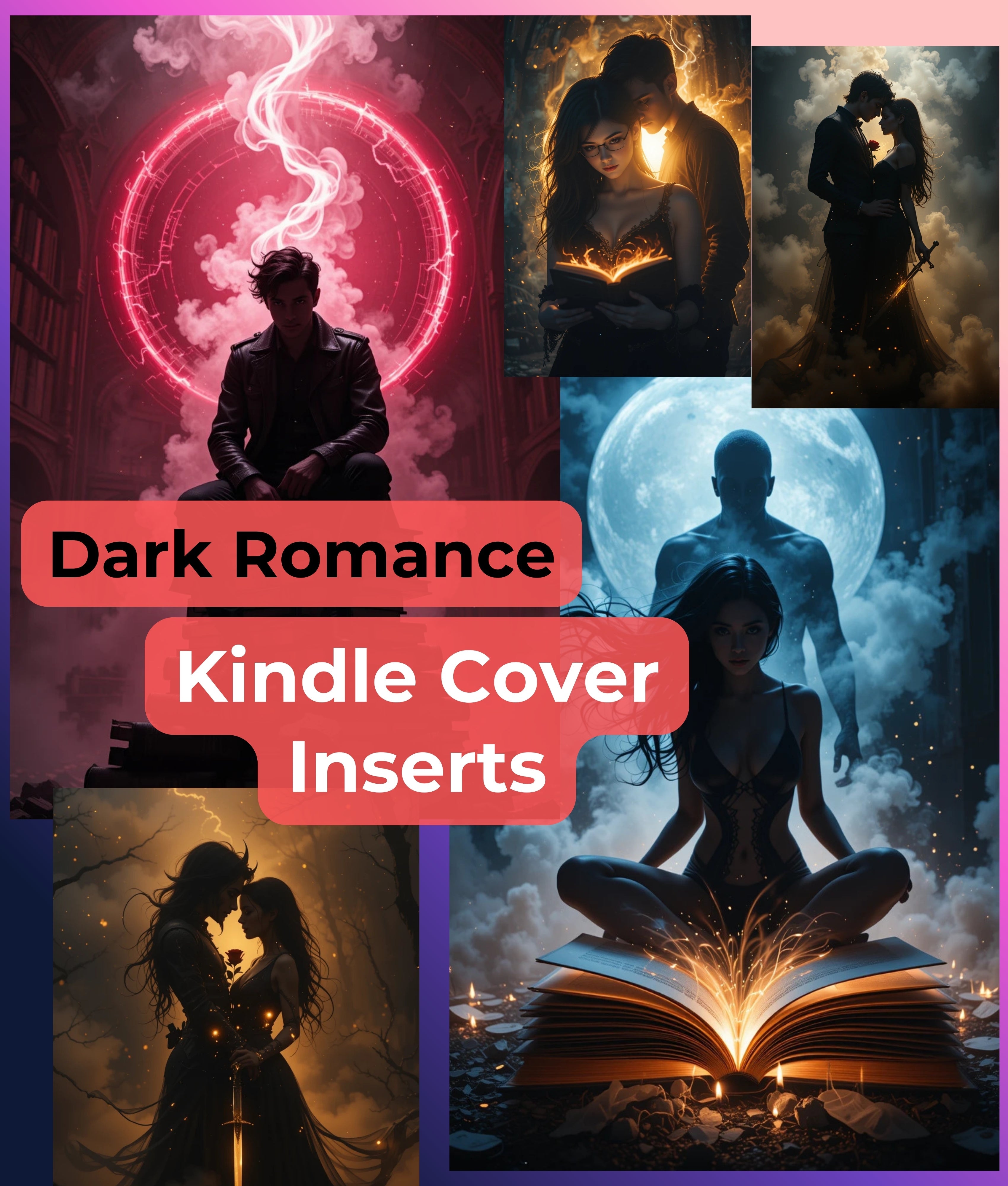 Dark Romance Kindle Case Inserts Clipart Bundle