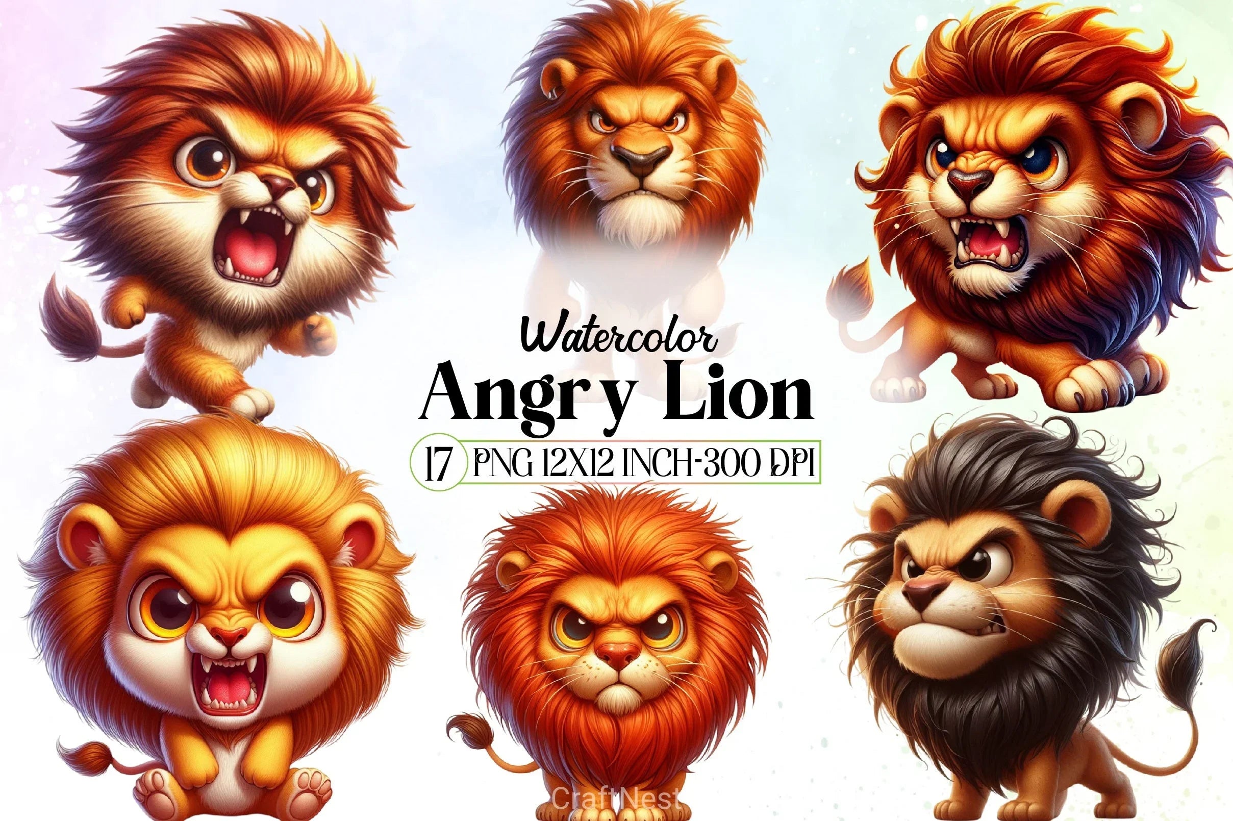 Angry Lion Clipart Bundle - CraftNest - Digital Crafting and Art