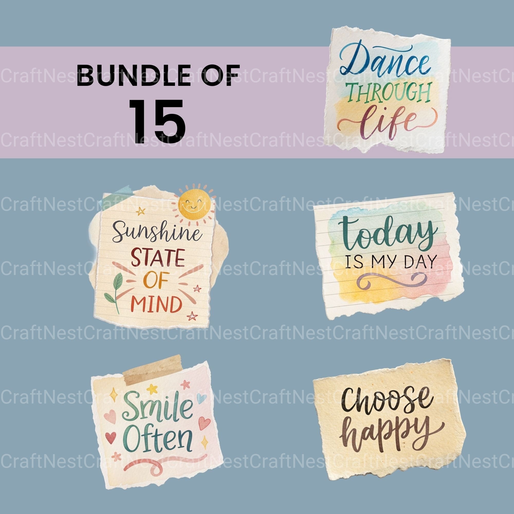 Happy Quotes Clipart Bundle