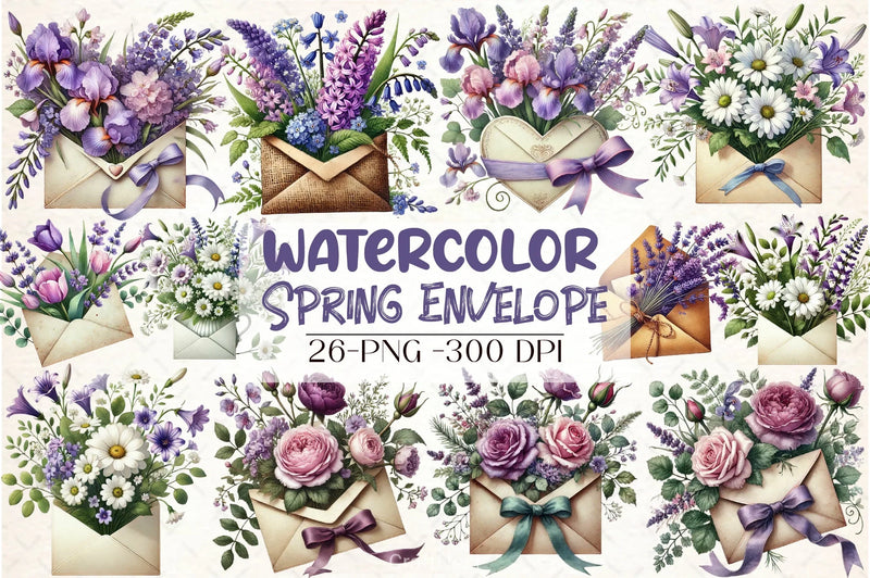 Spring Flowers & Envelope Clipart Bundle - CraftNest - Digital Crafting and Art