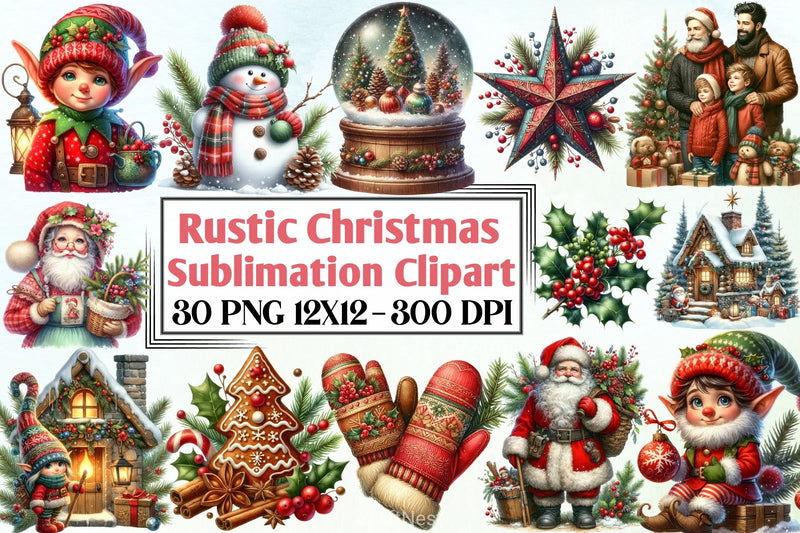 Rustic Christmas Clipart Bundle - CraftNest - Digital Crafting and Art