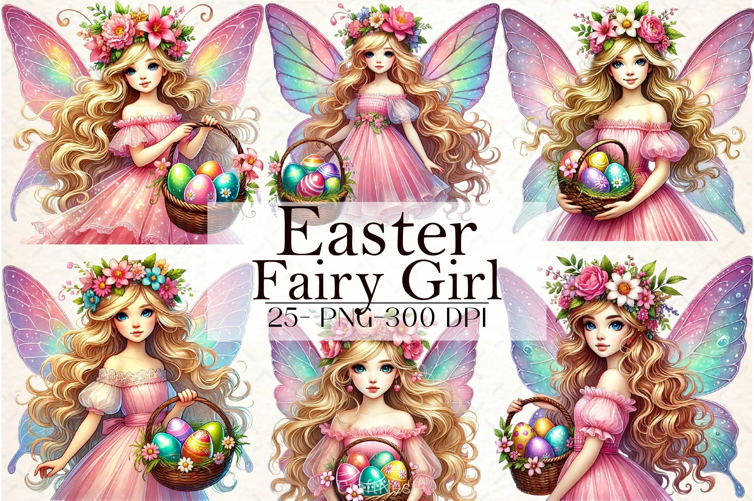 Fairy Easter Girl Clipart Bundle - CraftNest - Digital Crafting and Art