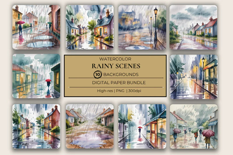 Rainy Scenes Background Papers - CraftNest - Digital Crafting and Art