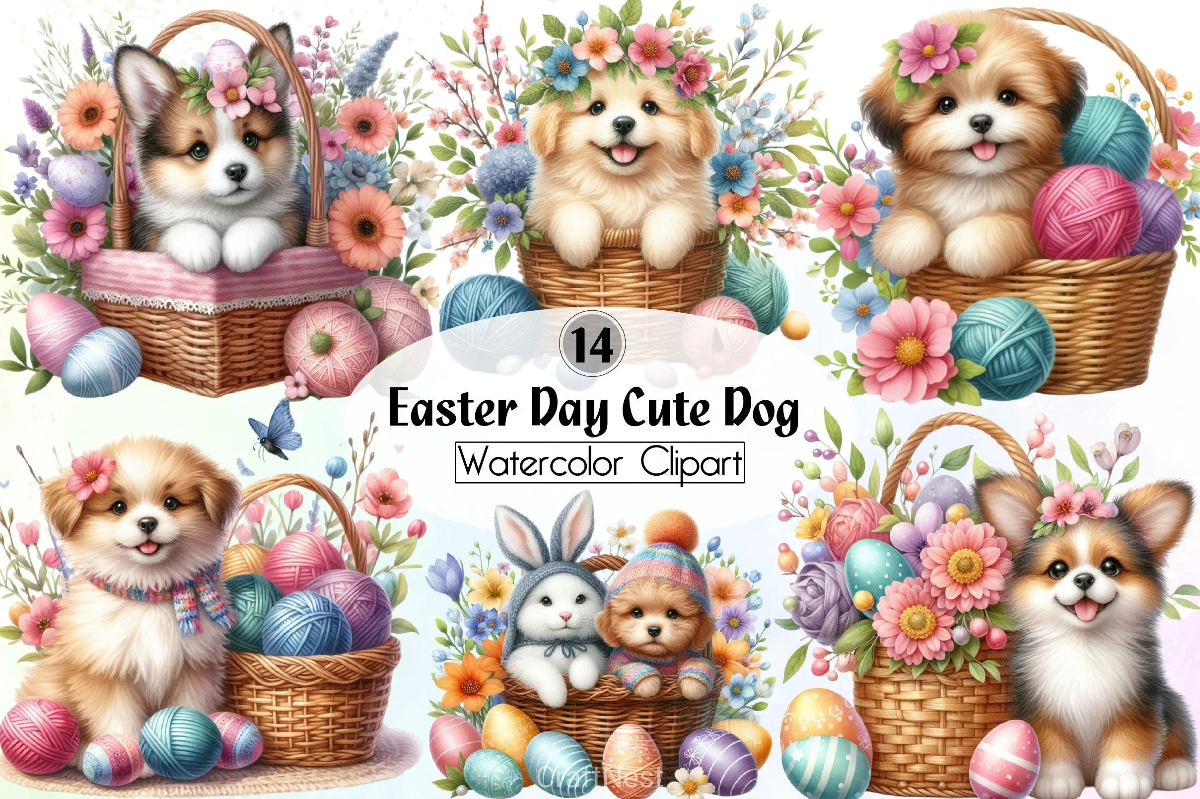 Easter Dog Clipart Bundle 1 - CraftNest - Digital Crafting and Art