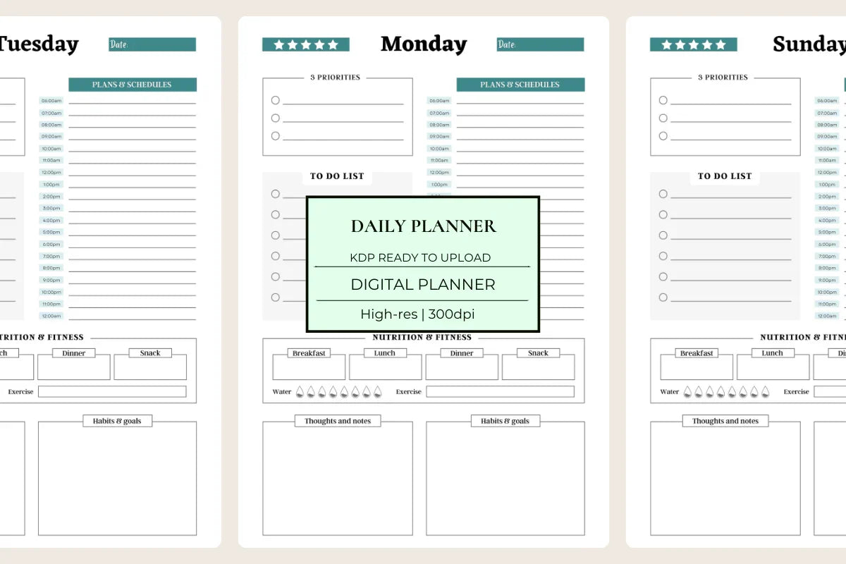 Daily Planner KDP Planner - CraftNest - Digital Crafting and Art