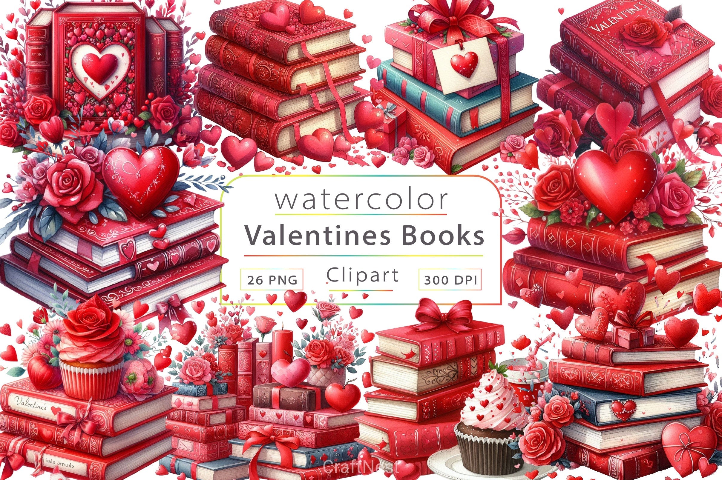 Valentine's Books Clipart Bundle 10