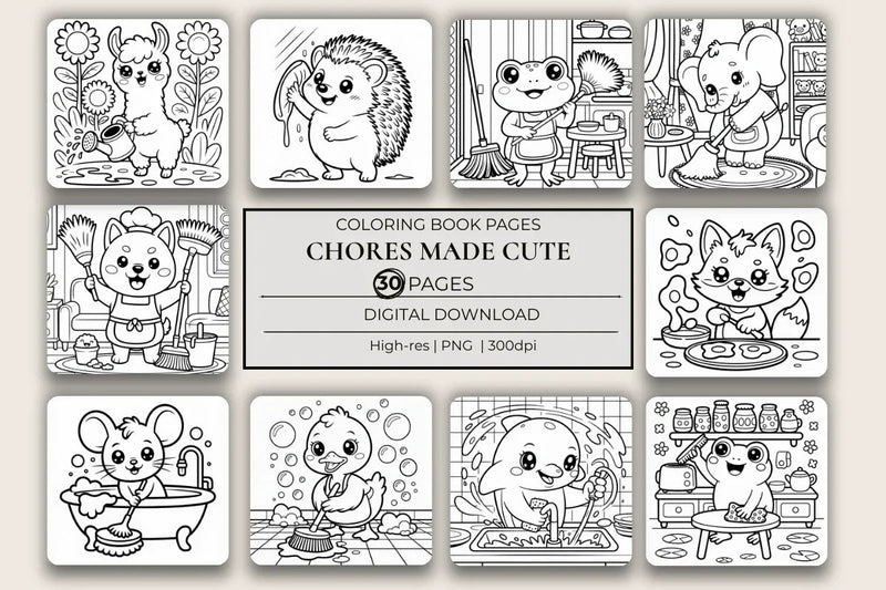 Chores Made Cute Coloring Book - CraftNest - Digital Crafting and Art