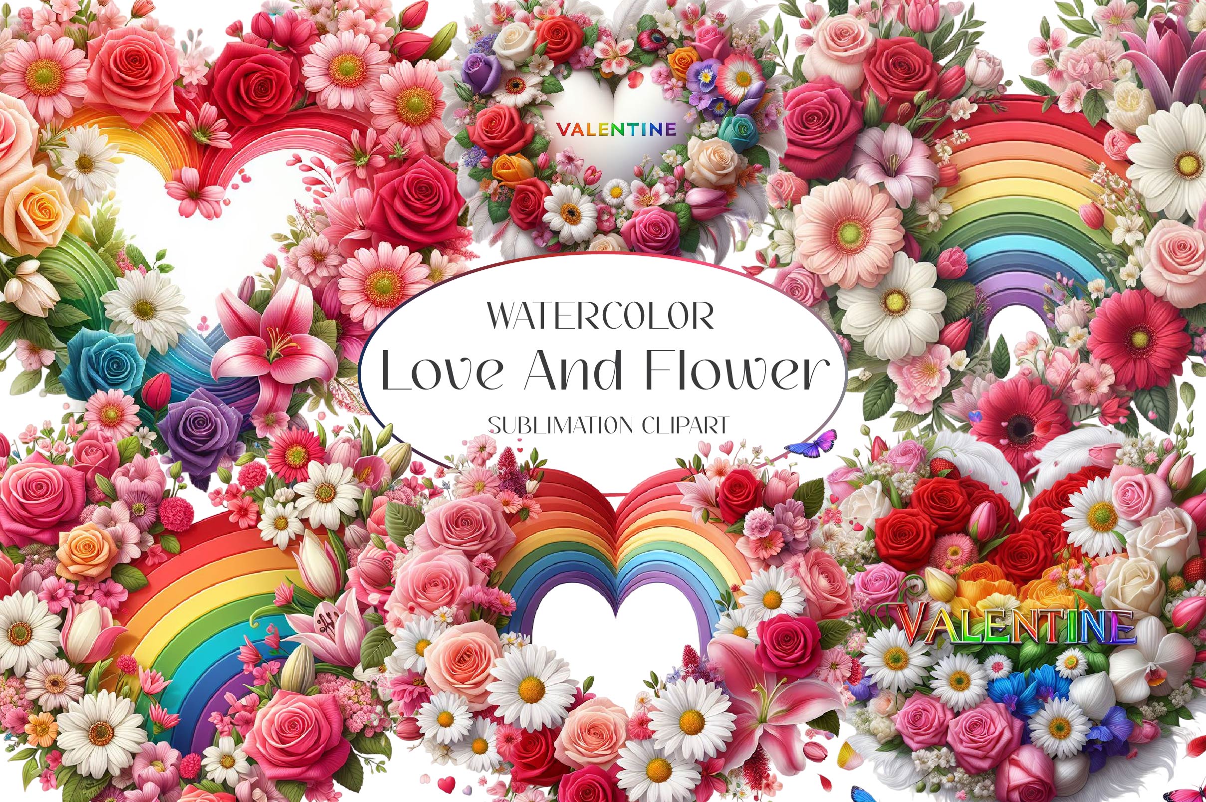 Love And Flower Clipart Bundle