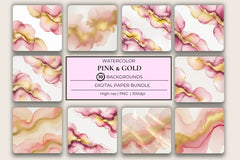 Pink & Gold Background Papers - CraftNest - Digital Crafting and Art
