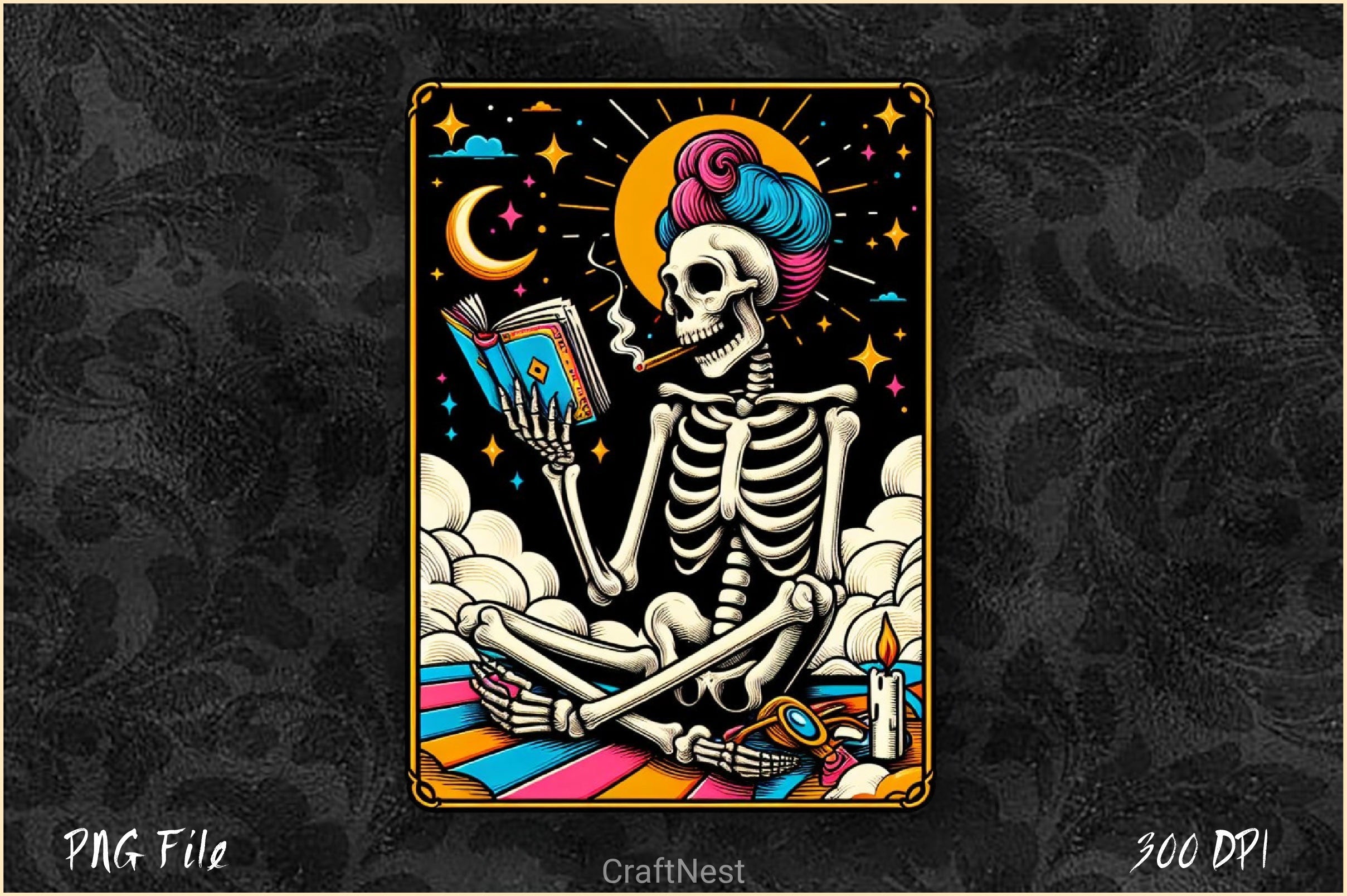 The Reader Tarot Card Reading Skeleton Clipart Bundle 1
