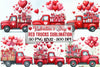 Valentine Red Trucks Clipart Bundle