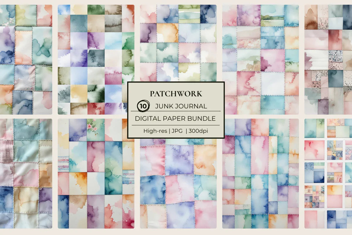 Patchwork Junk Journal Papers - CraftNest - Digital Crafting and Art