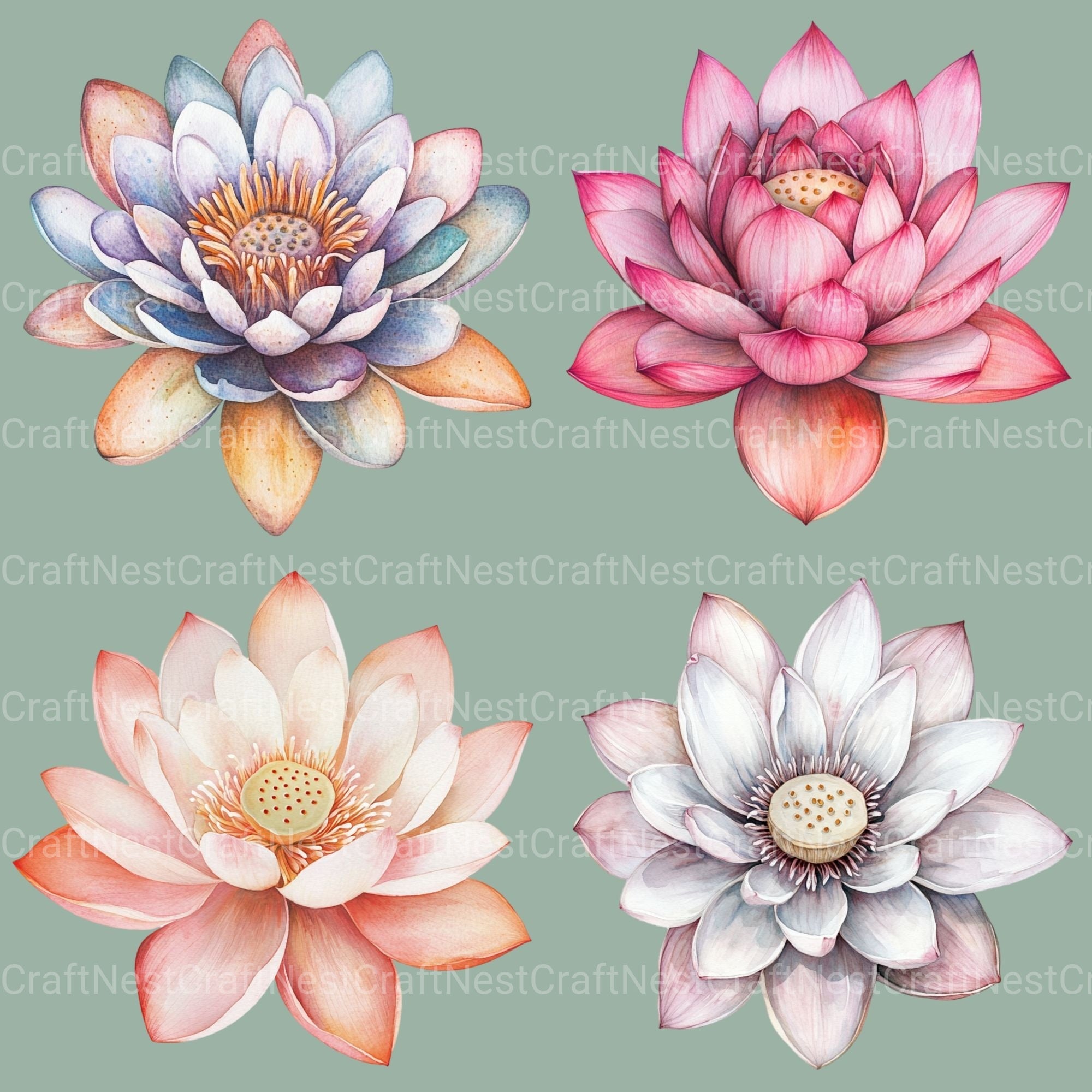 Lotus Clipart Bundle